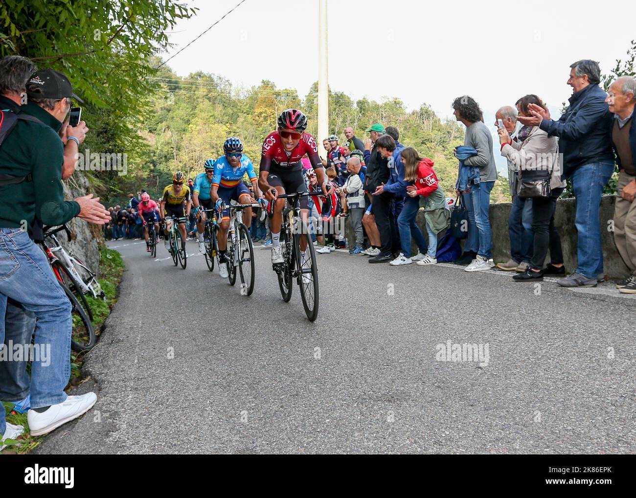Egan Bernal of team Ineos during the Il Lombardia 2019 race in Lombardia, Italy on Saturday October 12, 2019. Stock Photo