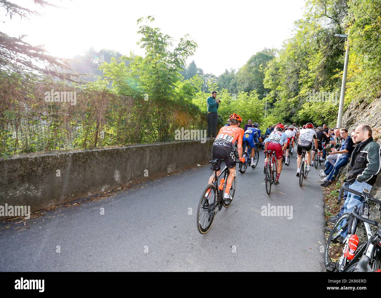 The end of the racers during the Il Lombardia 2019 race in Lombardia, Italy on Saturday October 12, 2019. Stock Photo