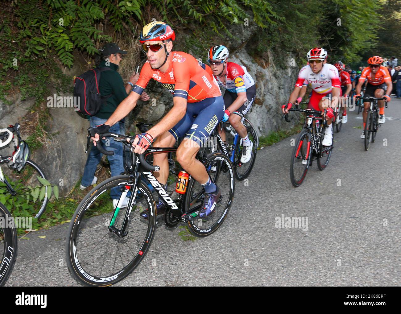 Vincenzo Nibali of Bahrain-Merida during the Il Lombardia 2019 race in Lombardia, Italy on Saturday October 12, 2019. Stock Photo