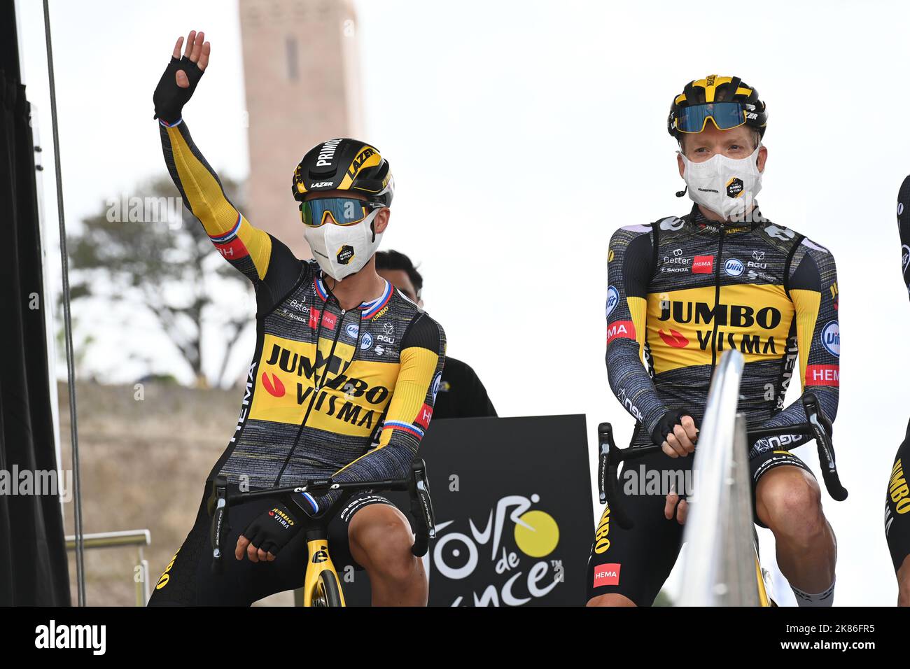 Primoz Roglic at the start of the race in Brest Stock Photo - Alamy