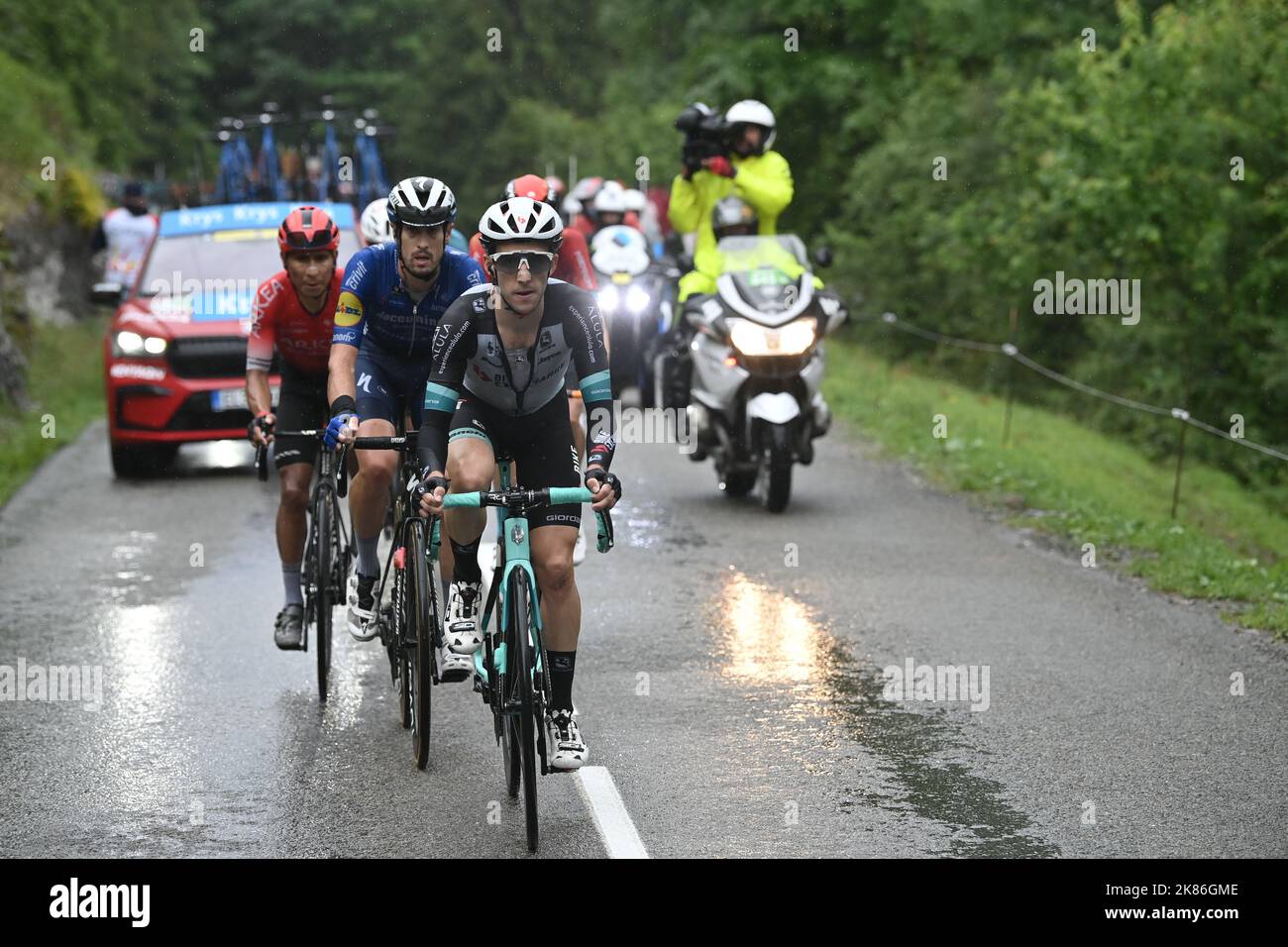 Great Britain's Simon Yates for team Bike Exchange climbs during stage