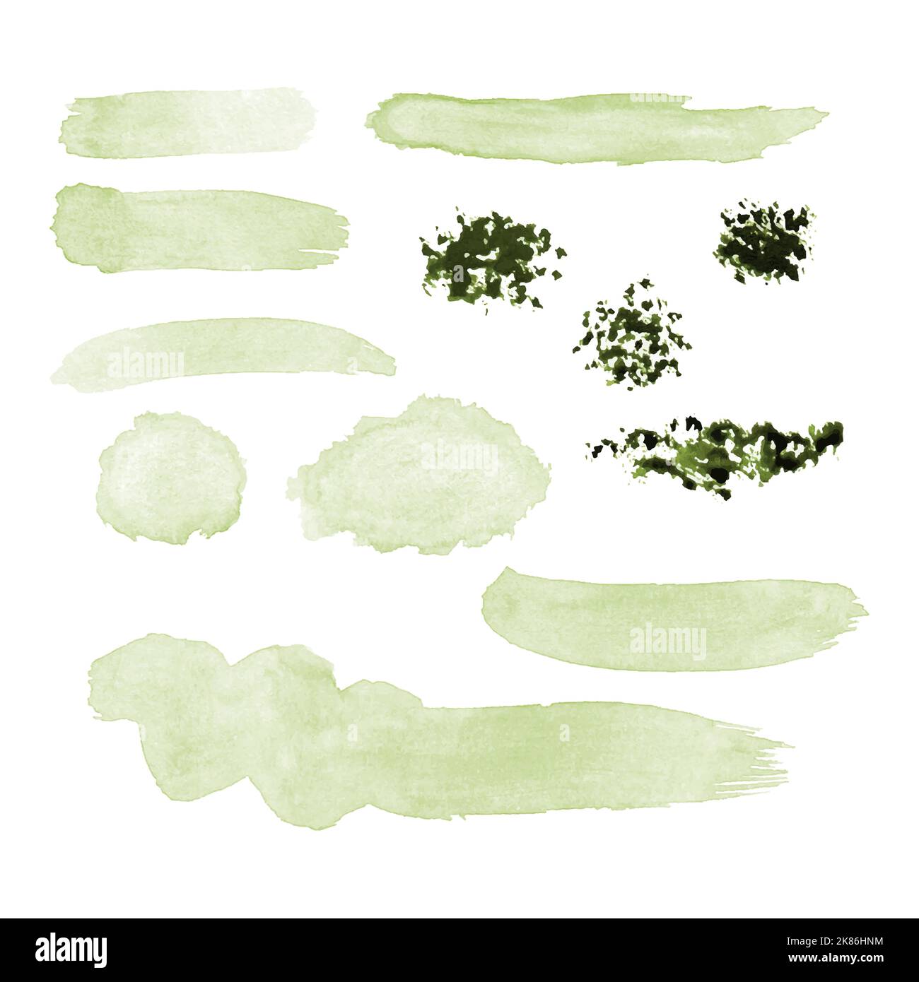 Watercolor brush set, blot streak splatter drops set for design. Vector ...