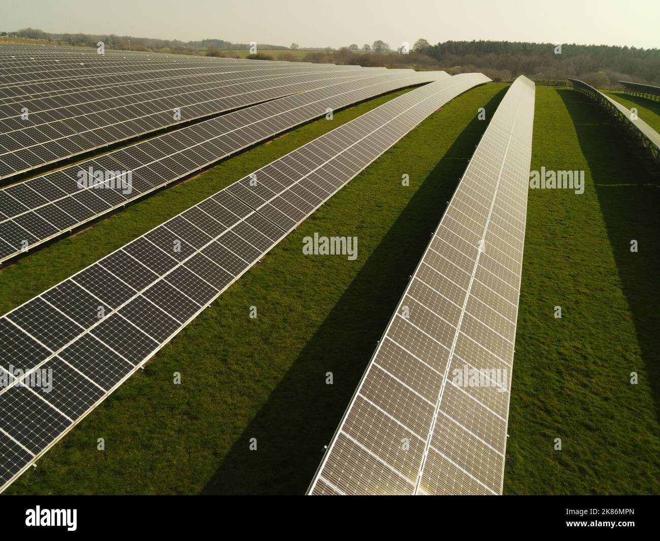 Farm Land used for Solar Panels, Gloucestershire, England Stock Photo