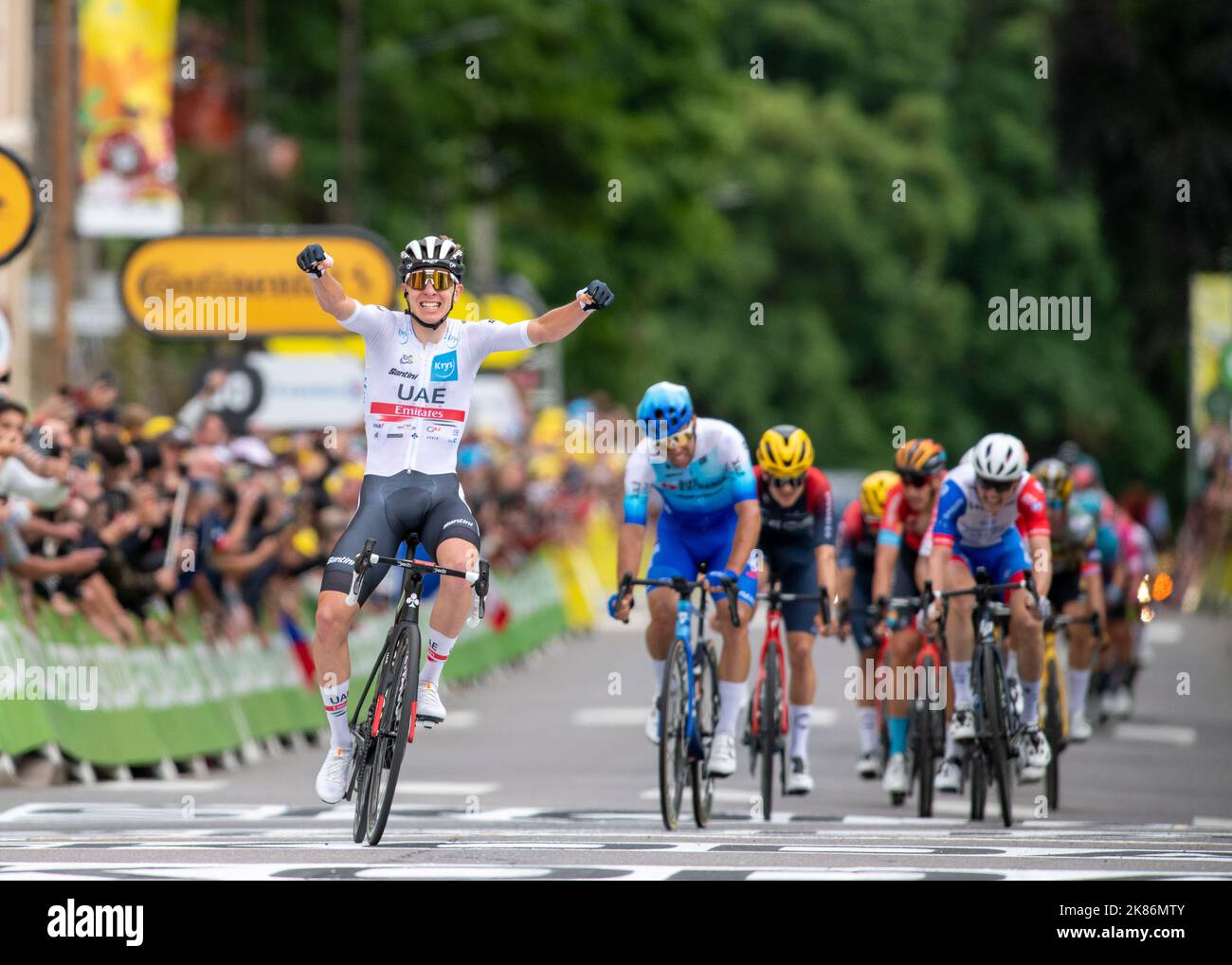 Tadej Pogaar Tadej POGAÄŒAR sprints to the stage victory in Longwy at the end of