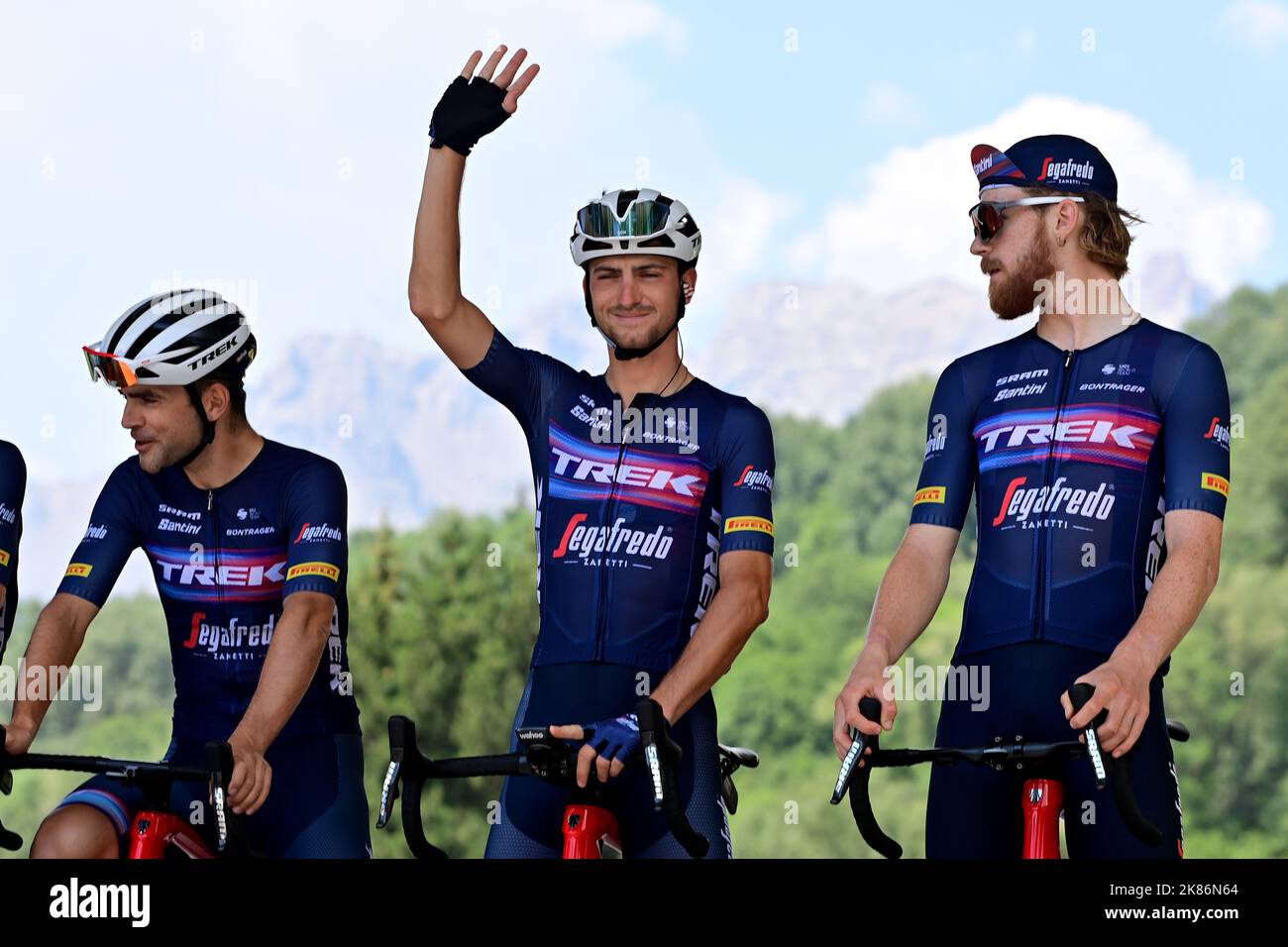 Giulio Ciccone of Italy and Team Trek Segafredo looks on during Stage 12 of the Tour De France Briancon to Alpe da Huez on Thursday 14th July 2022 Photo credit should read Pete Goding Godingimages
