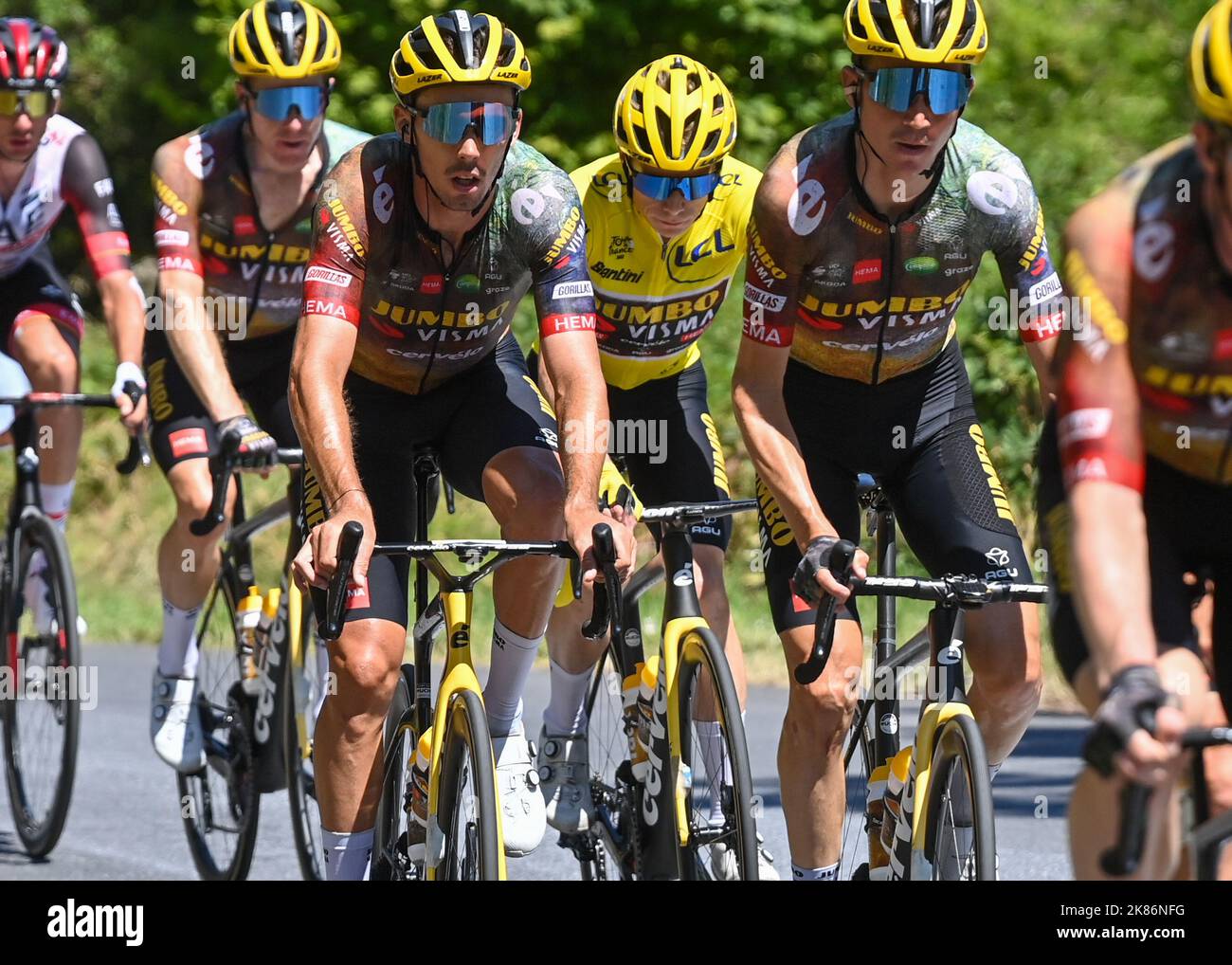 David Goding Jumbo-Visma leading the peloton during Tour De France, Stage 14, France ...