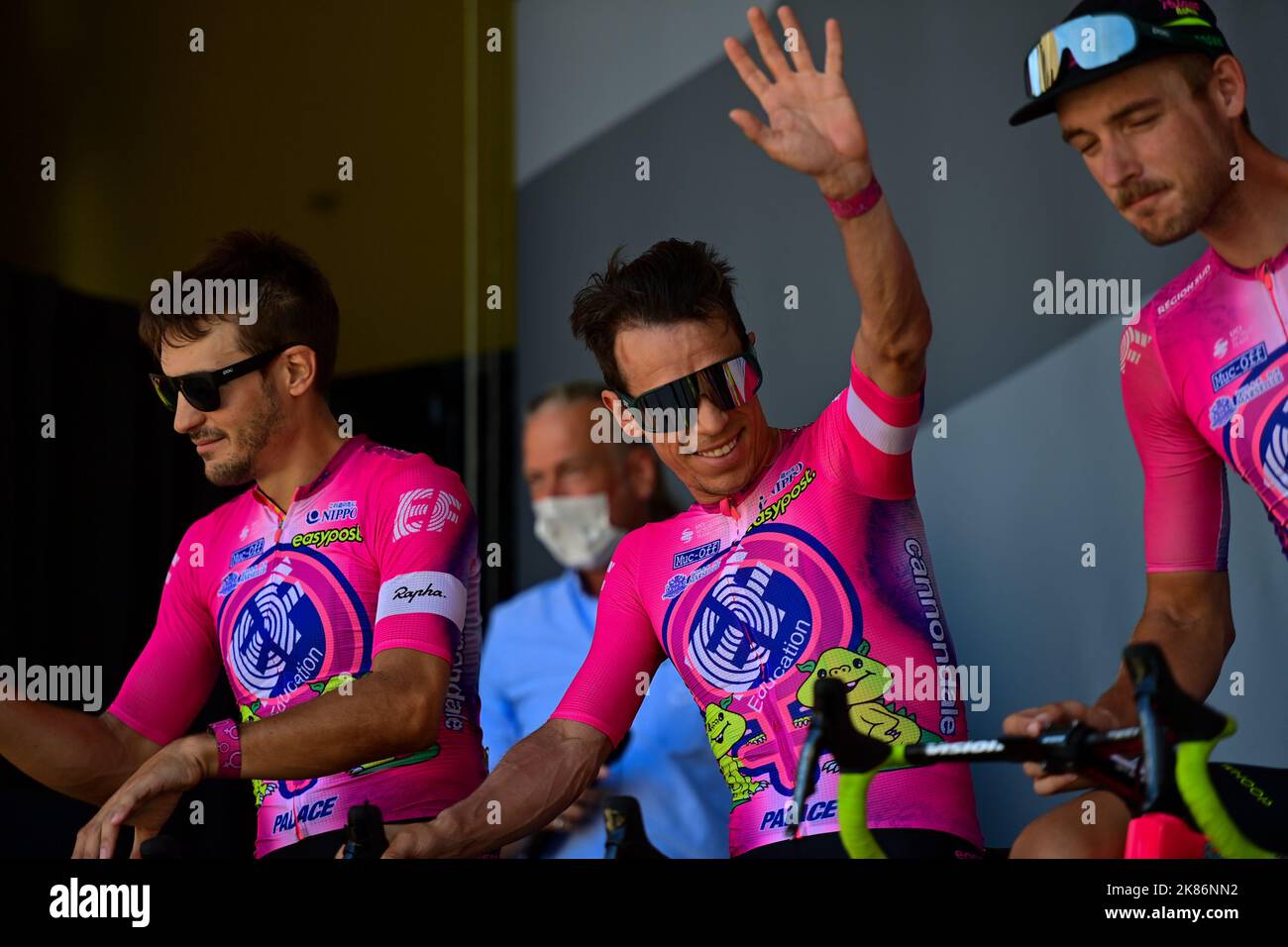 EF Education-EasyPost at the team presentation for Tour De France, Stage 15, France, 17th July 2022, Credit:Pete Goding/Goding Images/PA Images Stock Photo