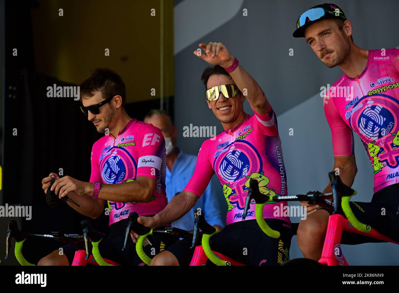 EF Education-EasyPost at the team presentation for Tour De France, Stage 15, France, 17th July 2022, Credit:Pete Goding/Goding Images/PA Images Stock Photo