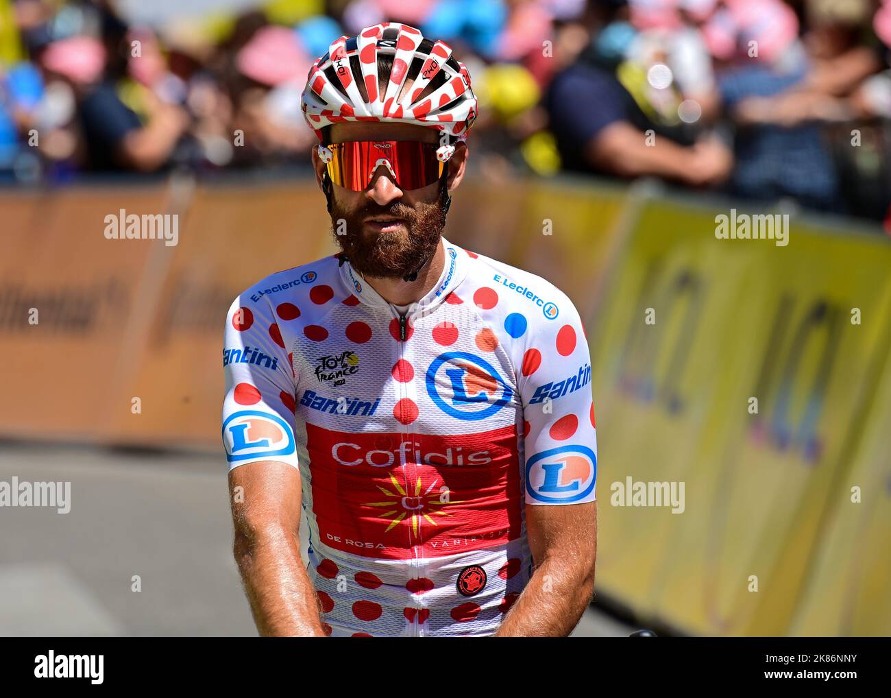 polka dot jersey wearer Simon GESCHKE, Cofidis at the start of Tour De
