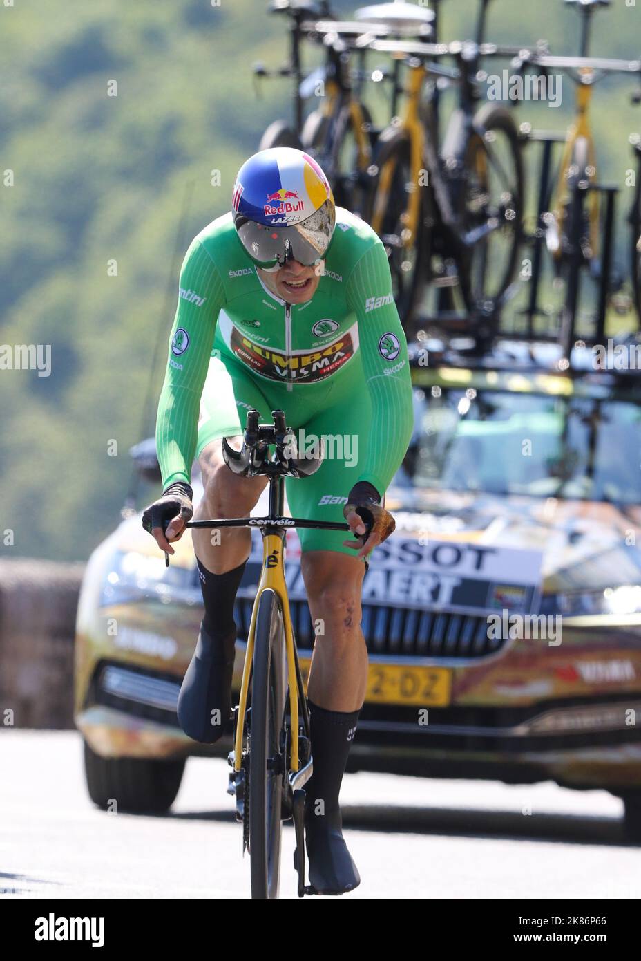 green jersey Wout VAN AERT in action during Stage 20 of the Tour De France, Lacapelle-Marival to 