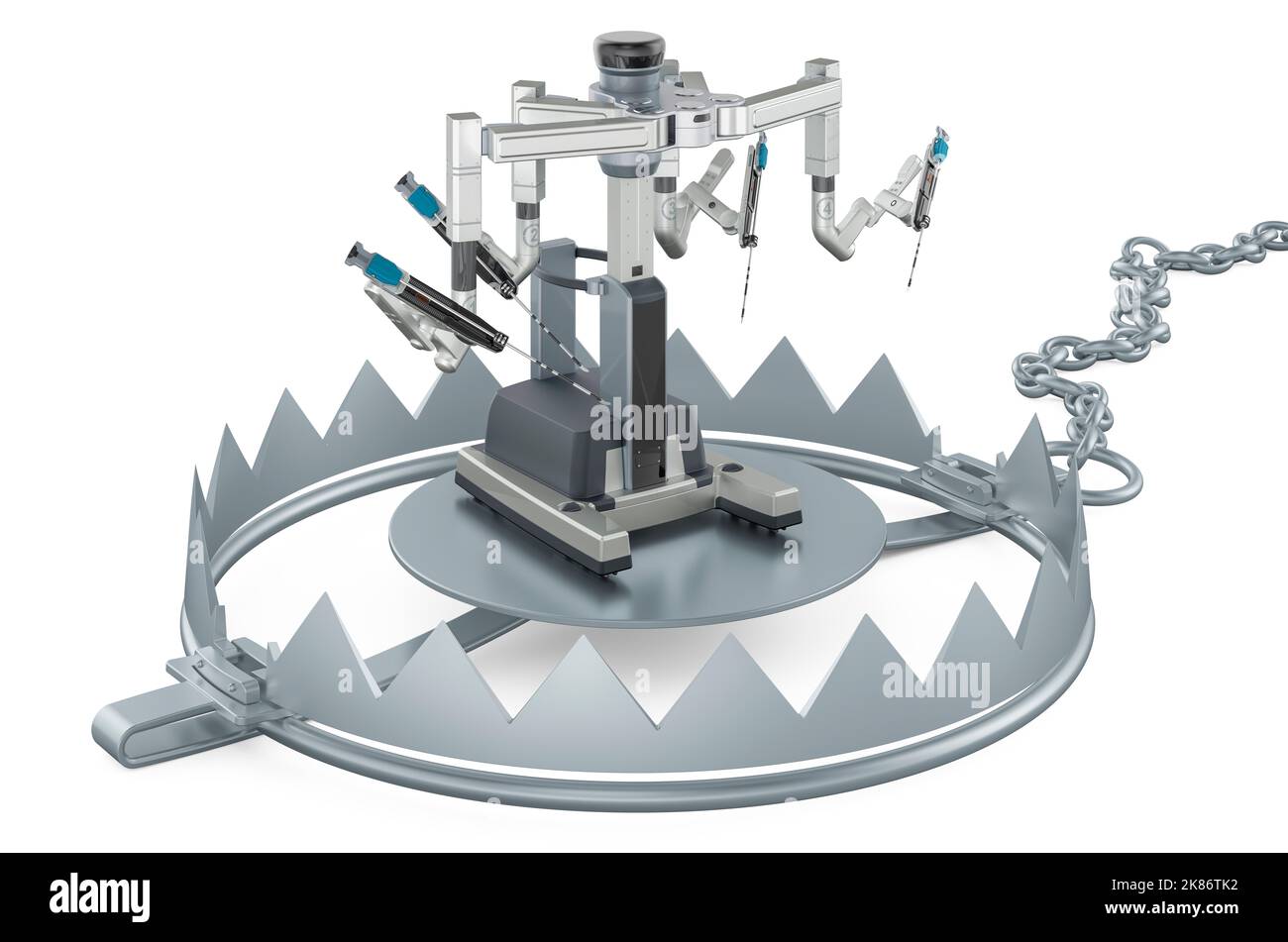 Bear trap with robotic surgical system, 3D rendering isolated on white ...
