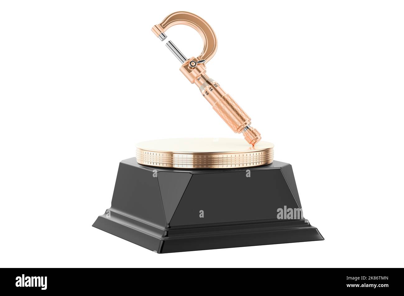 Micrometer golden award concept. 3D rendering isolated on white ...