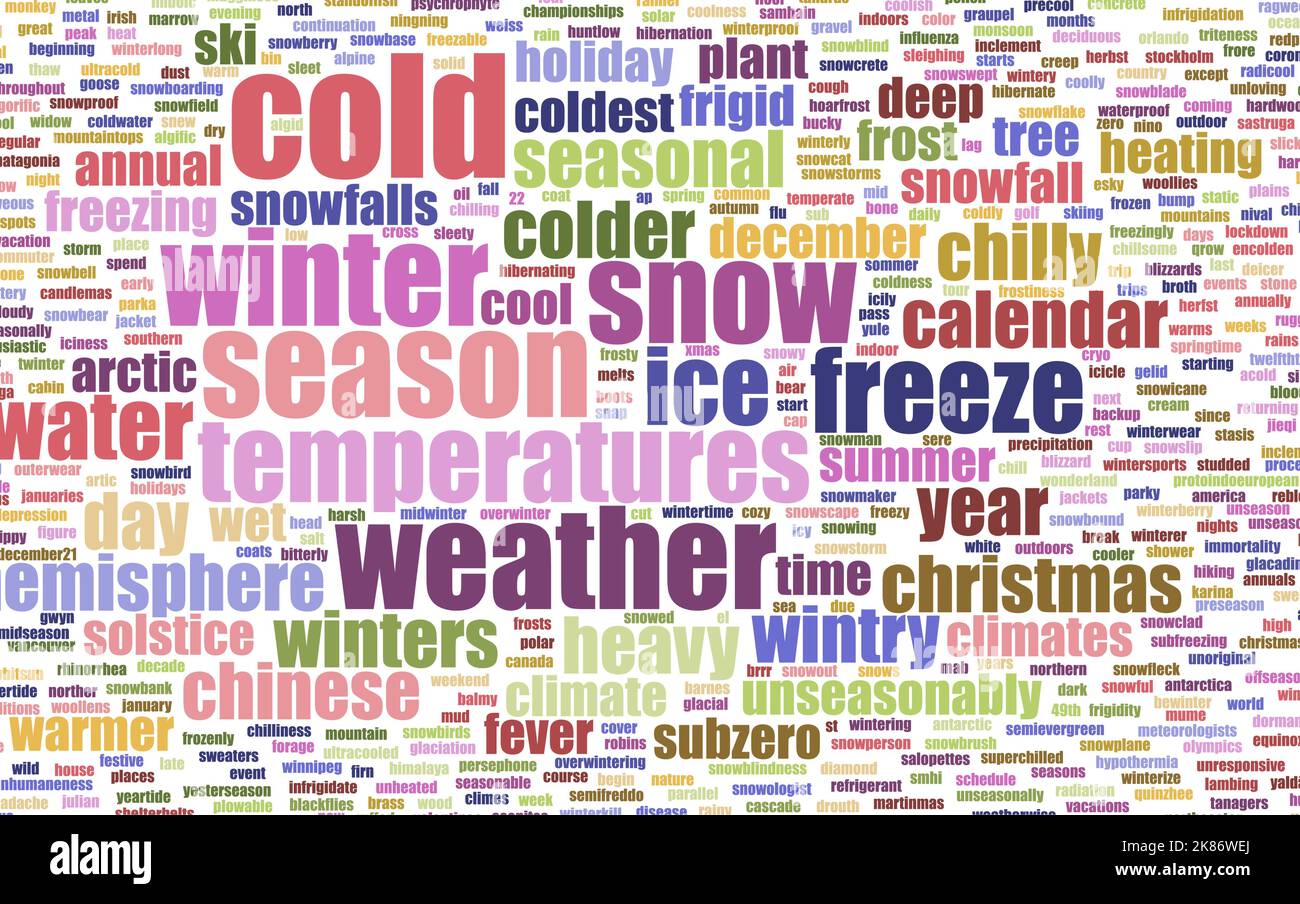 Winter word cloud concept. Winter word cloud. Made with the text only. Stock Vector
