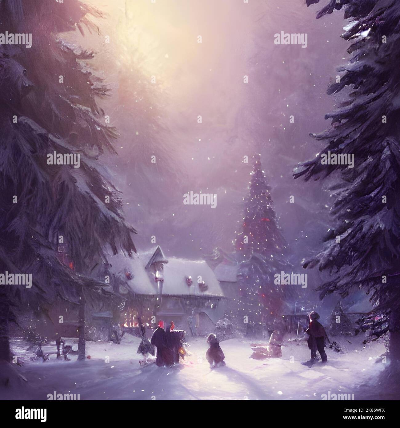 A Christmas scene illustration Stock Photo - Alamy