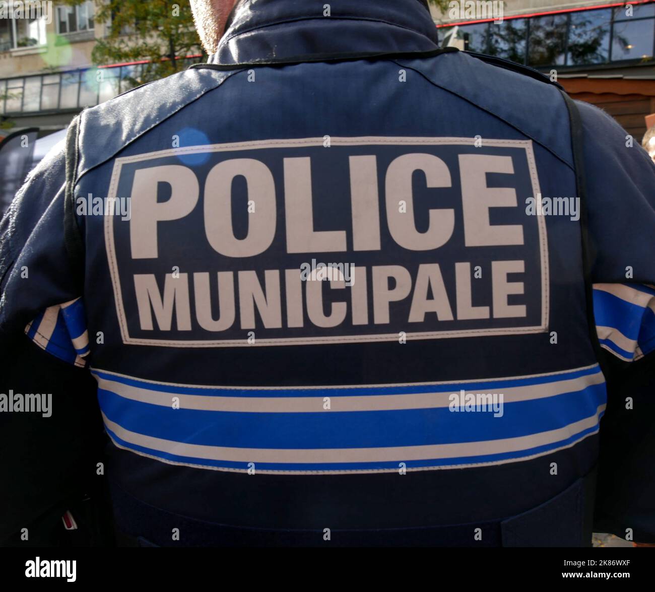 Bib of the French municipal police. Stock Photo