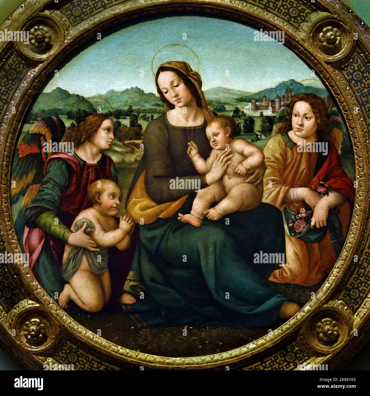 Madonna With Child With The Young St John And Angels Lorenzo Di madonna-with-child-with-the-young-st-john-and-angels-lorenzo-di