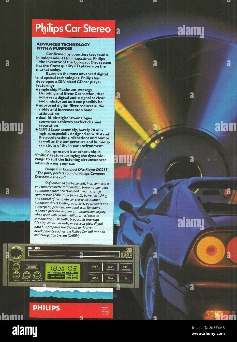 Philips car stereo system Philips paper advertisement Stock Photo