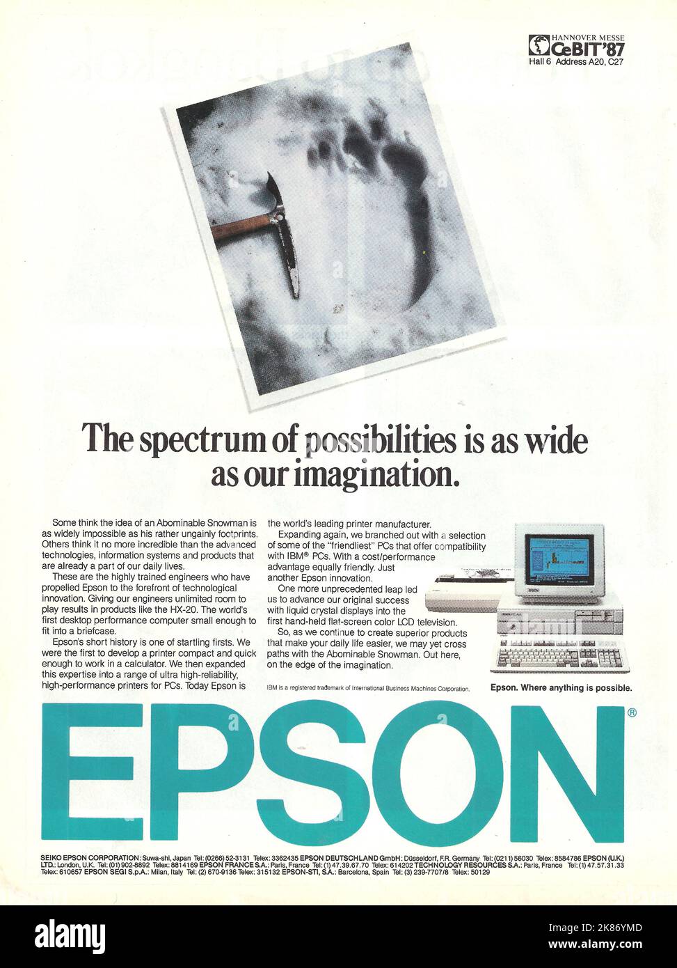 Epson computer old paper advertisement magazine advert Stock Photo