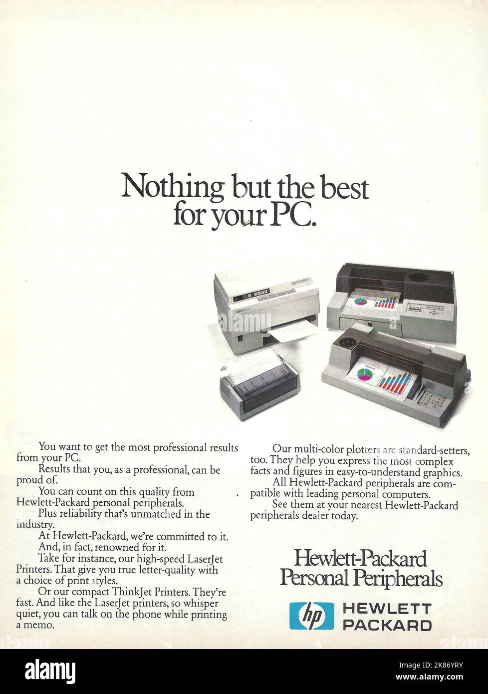 Hewlett Packard printer HP printer magazine advertisement Stock Photo ...