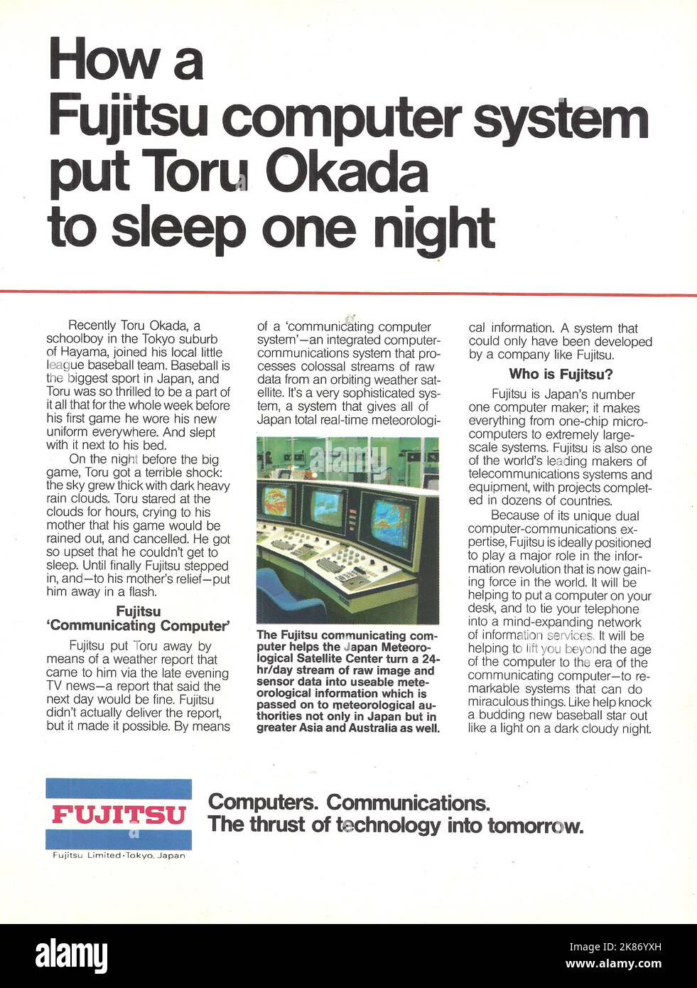 Fujitsu computers Fujitsu computer magazine advert vintage paper advertisement Stock Photo