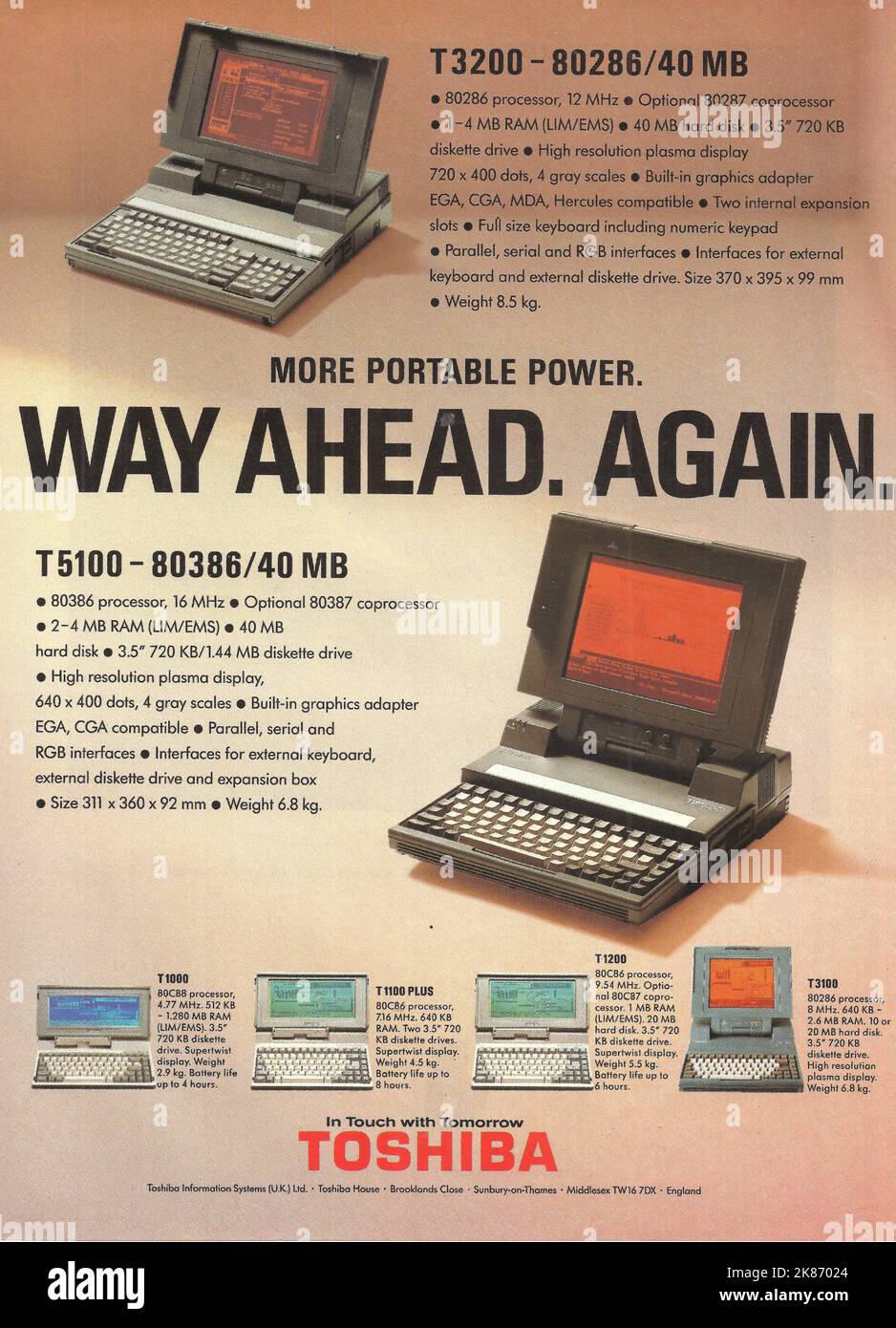 Toshiba old computer advertisement Stock Photo
