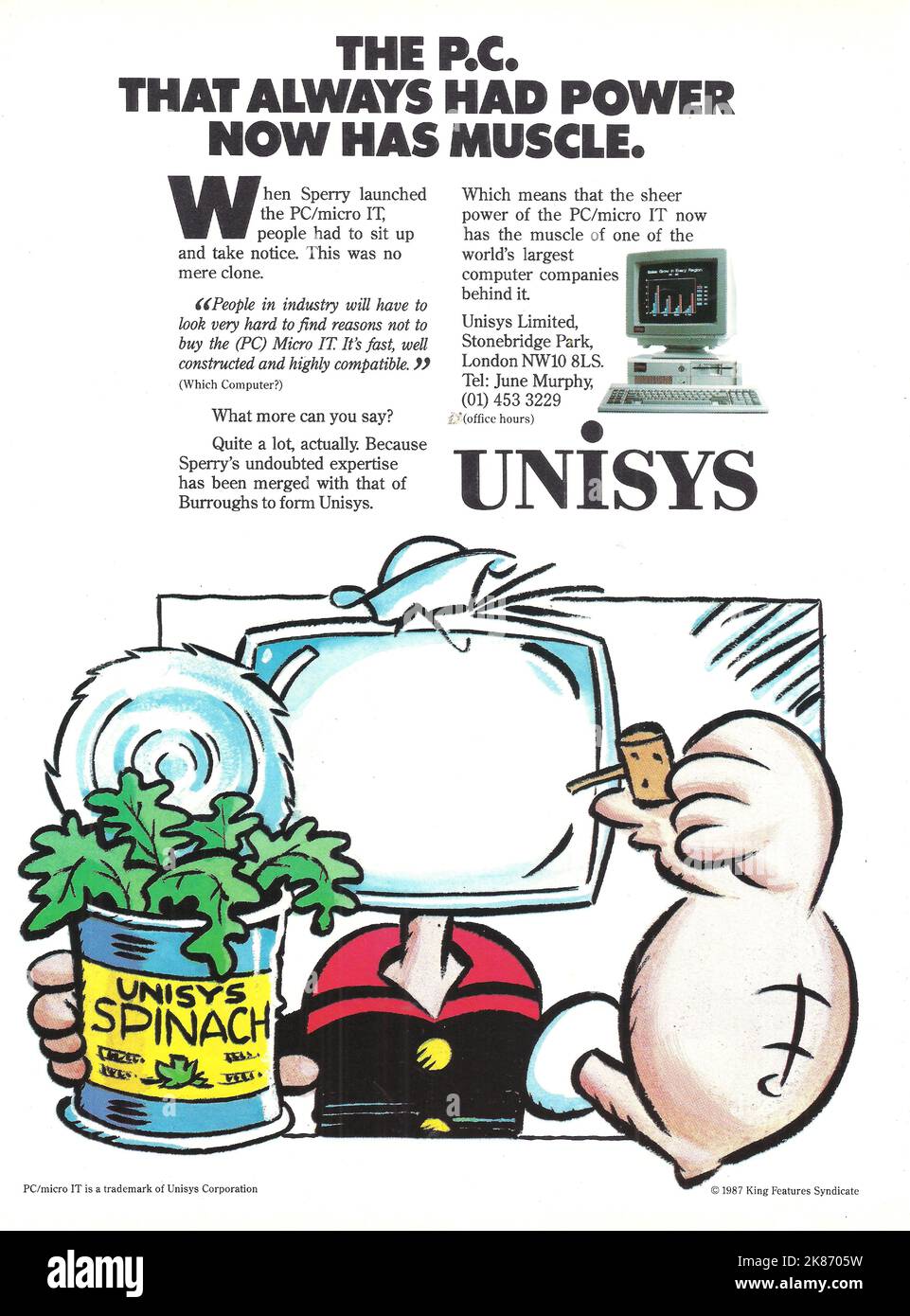 UNISYS paper adevrtisement UNISYS magazine advert Stock Photo