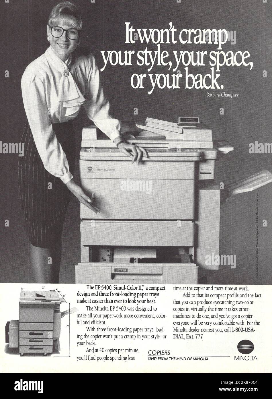 Minolta copiers old magazine advertisement paper advert Stock Photo Alamy