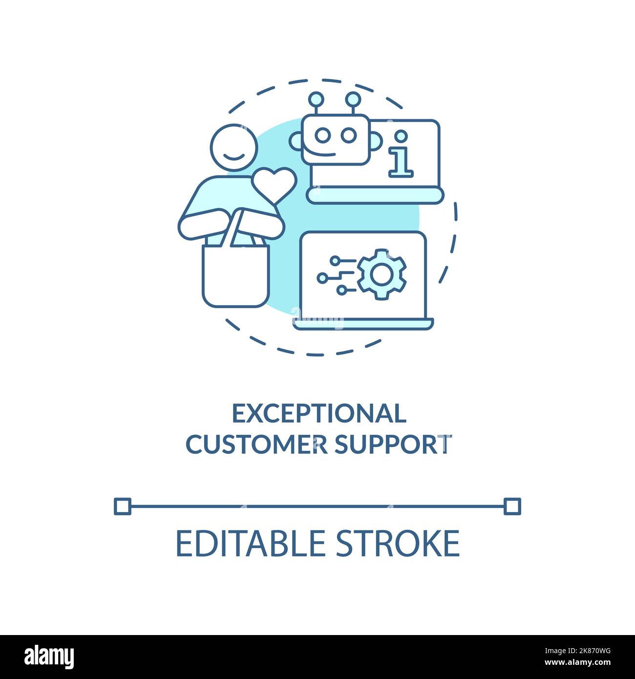 Exceptional customer support turquoise concept icon Stock Vector