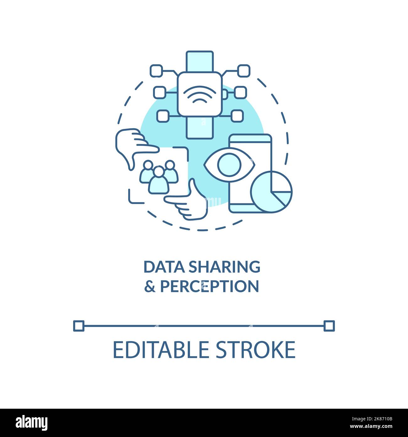 Data sharing, perception turquoise concept icon Stock Vector