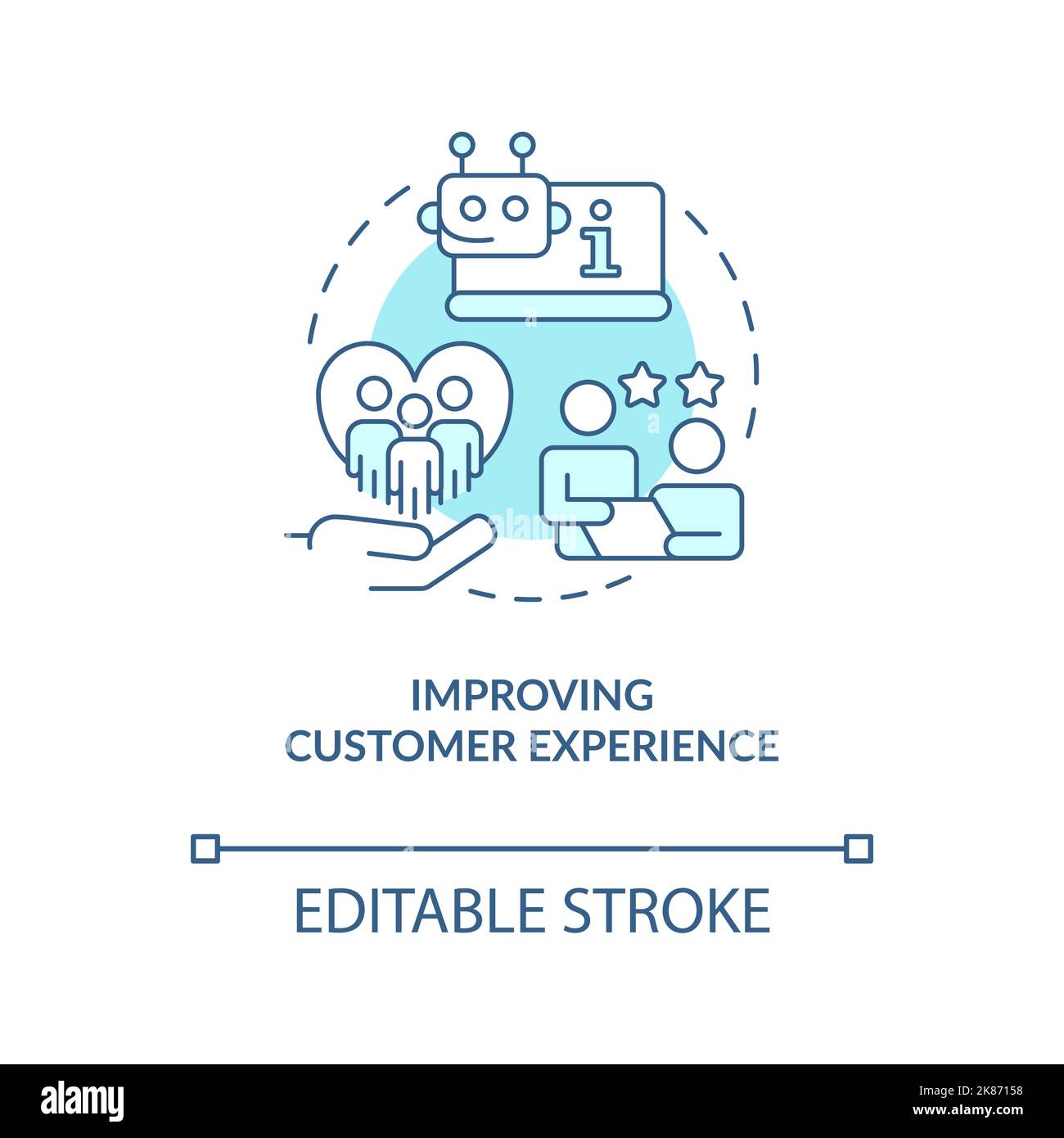 Boost customer satisfaction turquoise concept icon Stock Vector