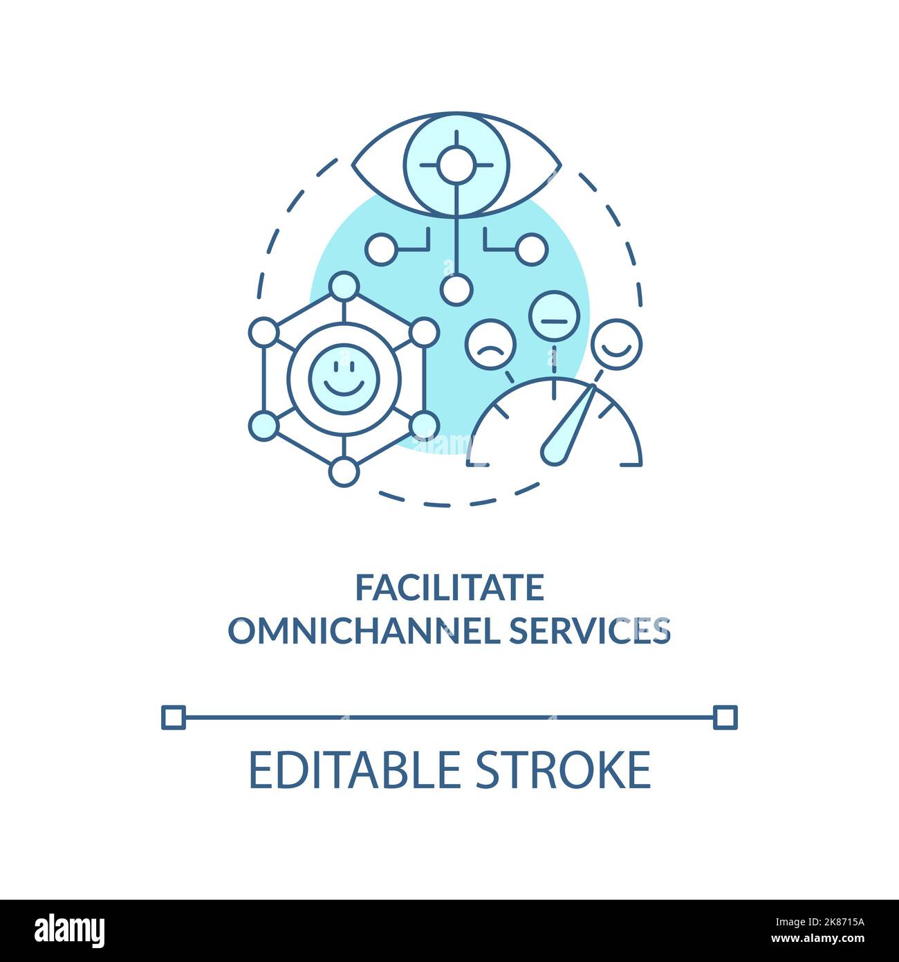 Facilitate multichannel services turquoise concept icon Stock Vector