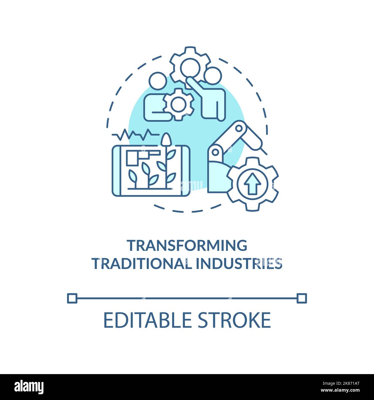 Transform traditional industries turquoise concept icon Stock Vector