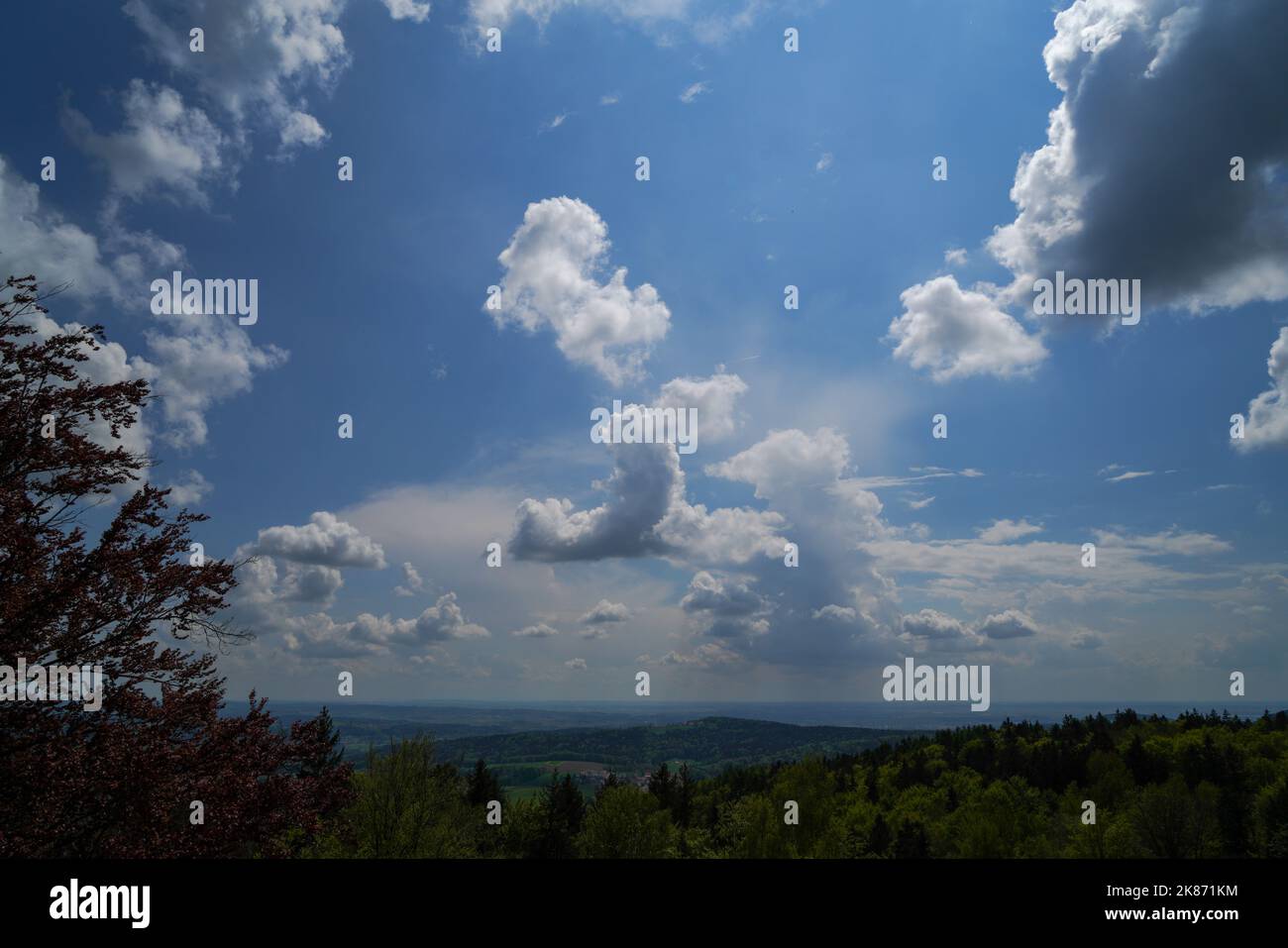 Landscape photos clouds and blue sky in the Bavarian Forest with ...