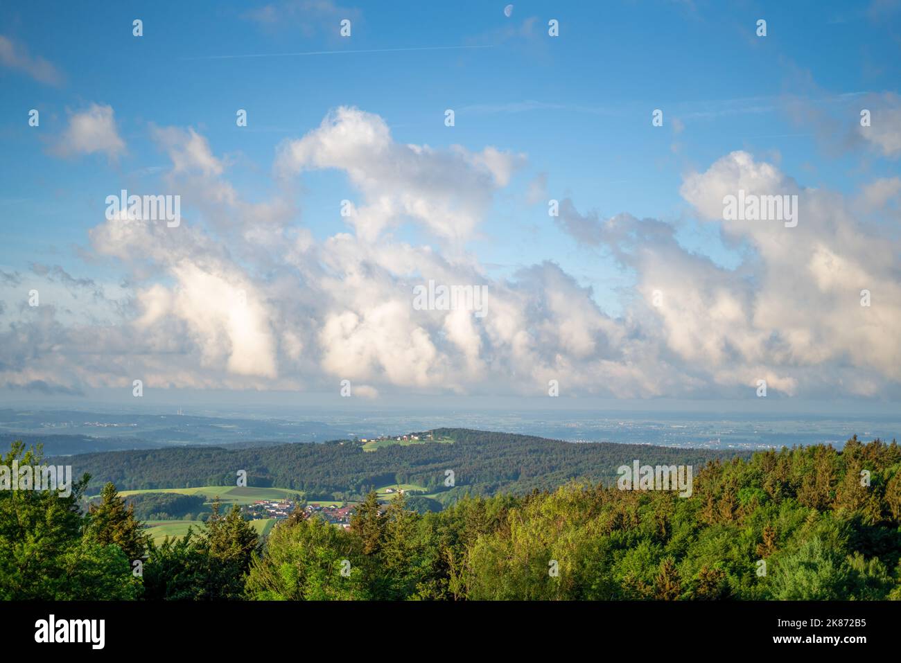 Landscape photos clouds and blue sky in the Bavarian Forest with ...