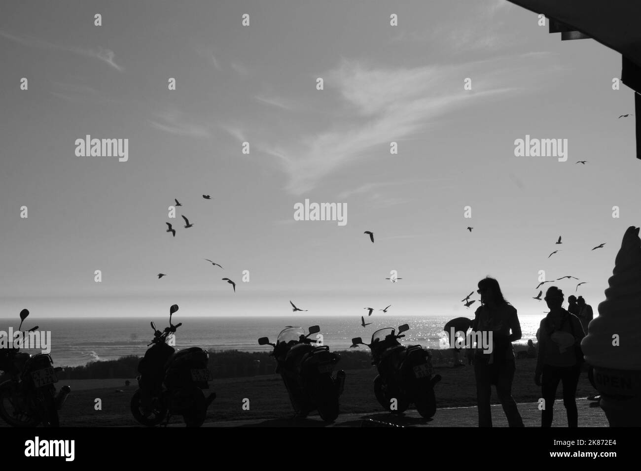Black & White Beach Scenes Stock Photo