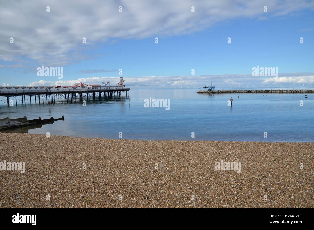 The pier at Herne Bay in Kent, England. Until it was damaged by a storm in 1978 it was the second longest pier in Britain. Stock Photo