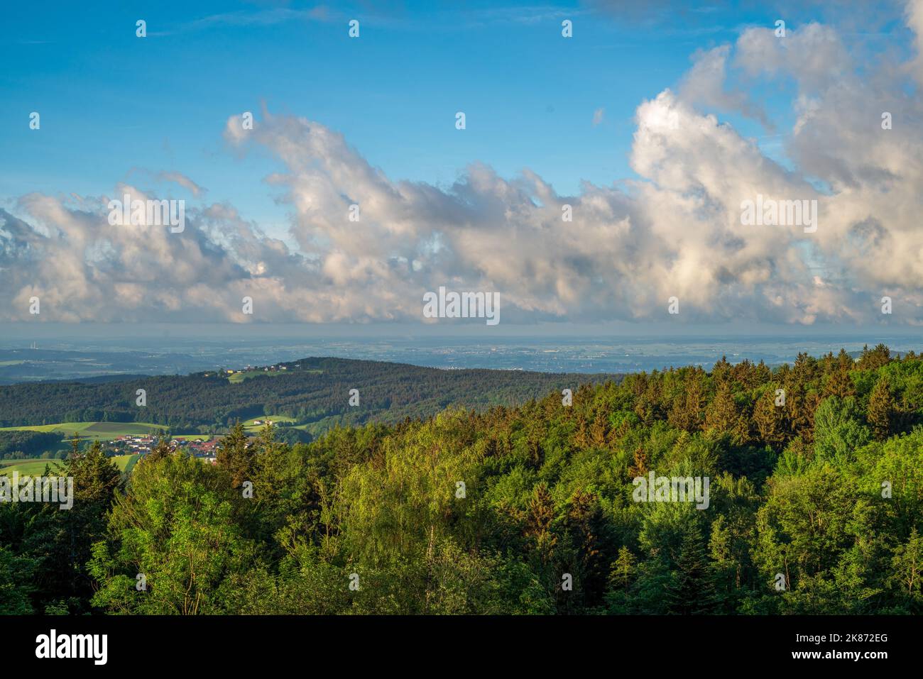 Landscape photos clouds and blue sky in the Bavarian Forest with ...
