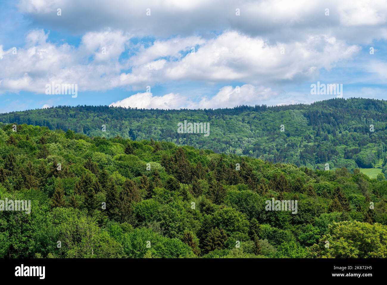 Landscape photos clouds and blue sky in the Bavarian Forest with ...