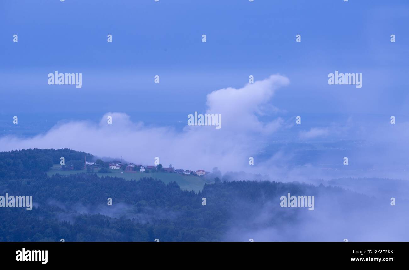 Landscape photos clouds and blue sky in the Bavarian Forest with ...