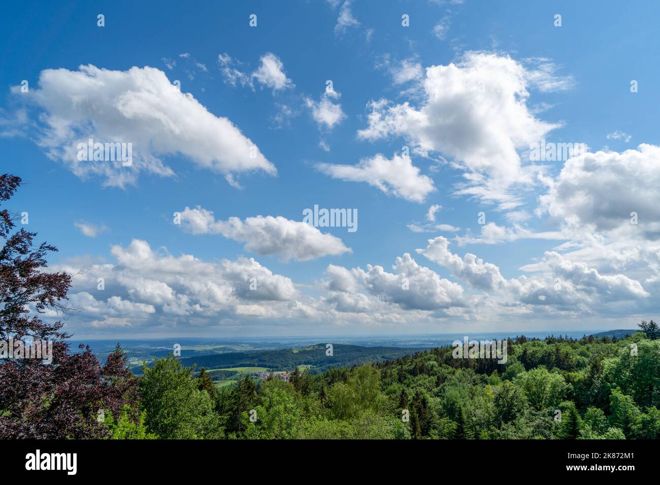 Landscape photos clouds and blue sky in the Bavarian Forest with ...