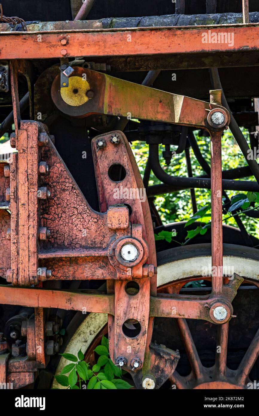 Component parts of a steam locomotive. Stock Photo