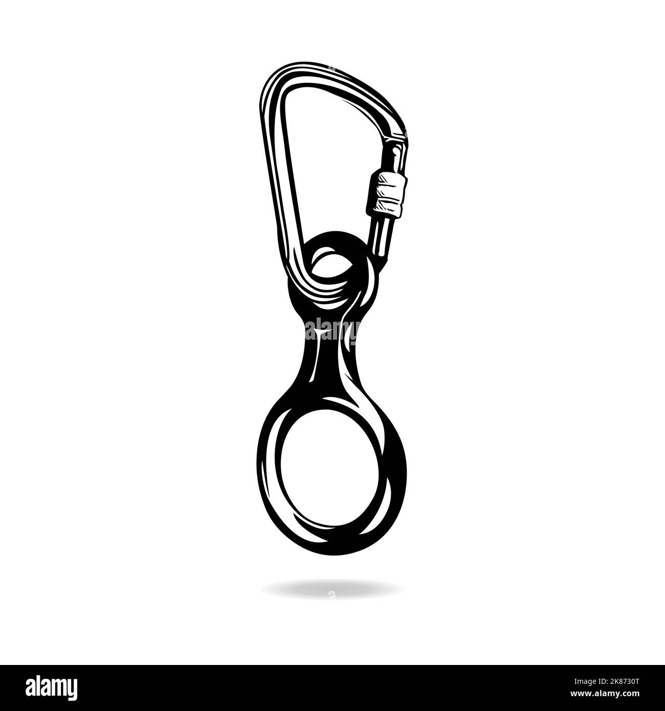 A screwgate carabiner with an abseil eighter as an illustration Stock Vector