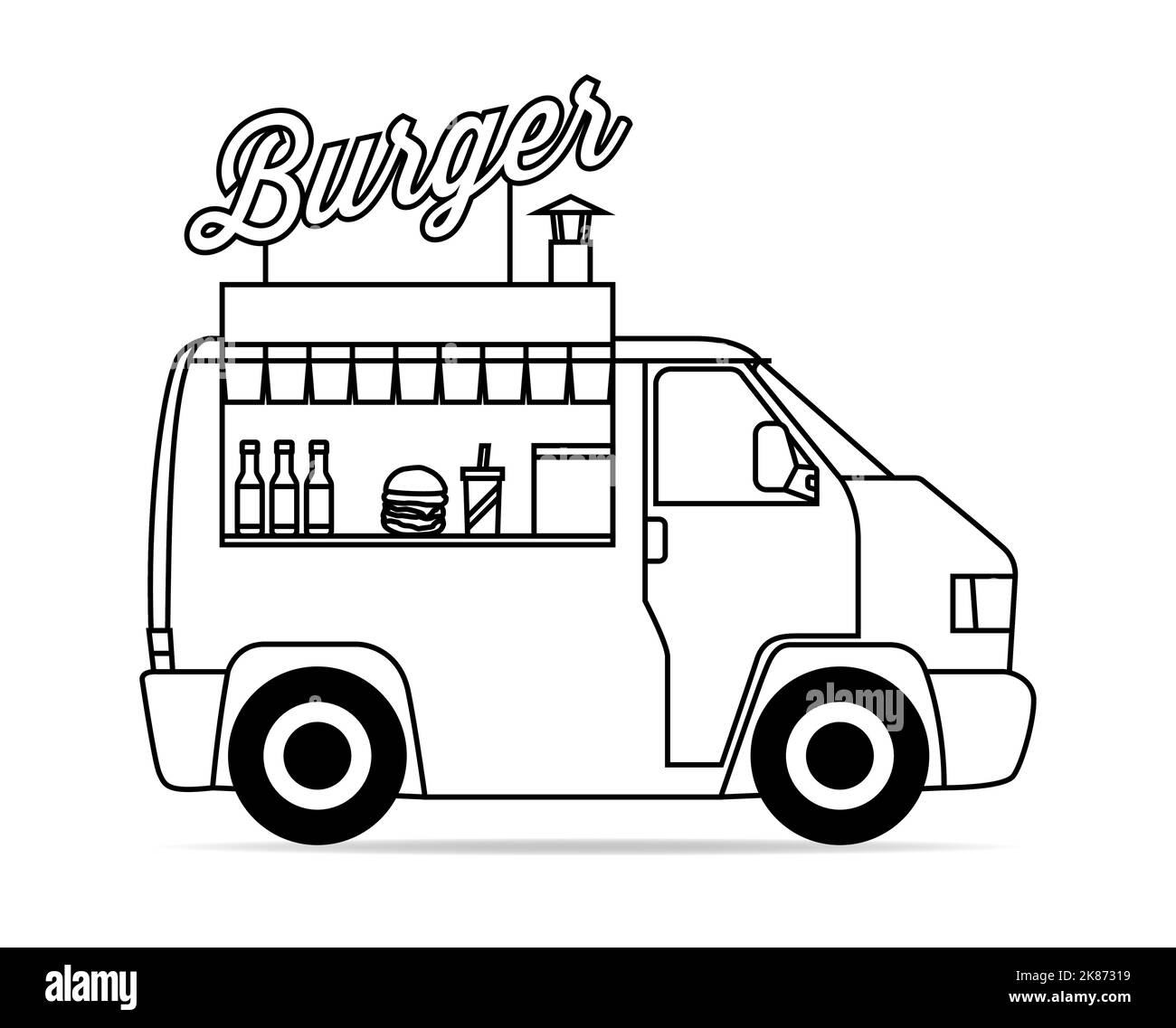 A German bus converted into a food truck Stock Vector