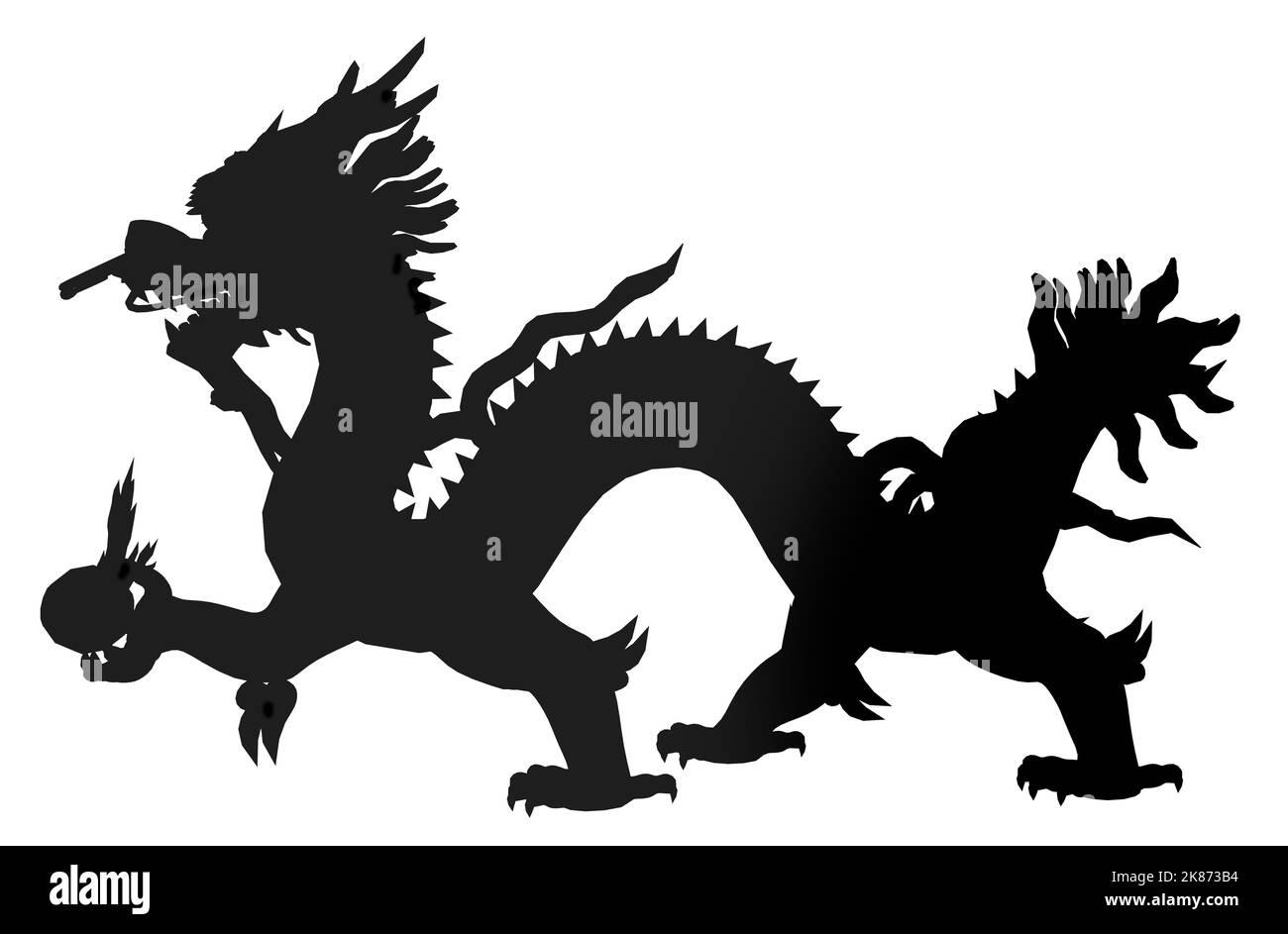 Vector Drawing European Myths Two Black Dragons Sword Fairy King