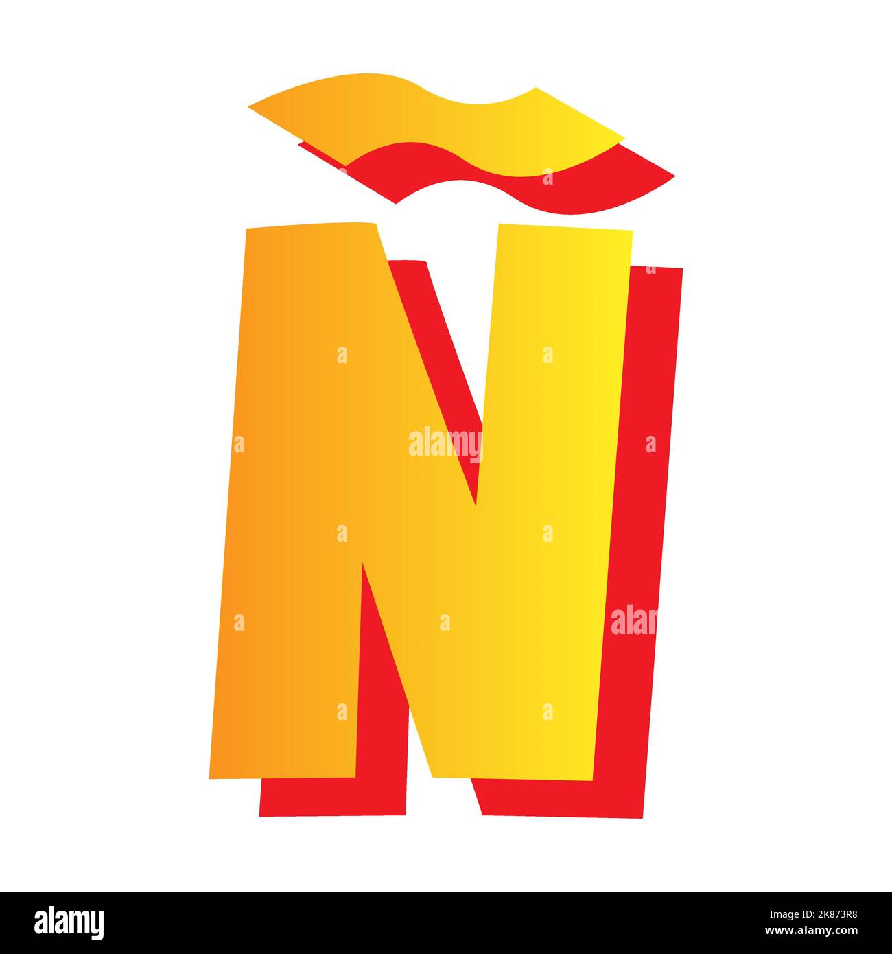 Letter n spanish, comic style typeface with transparent background Stock Photo