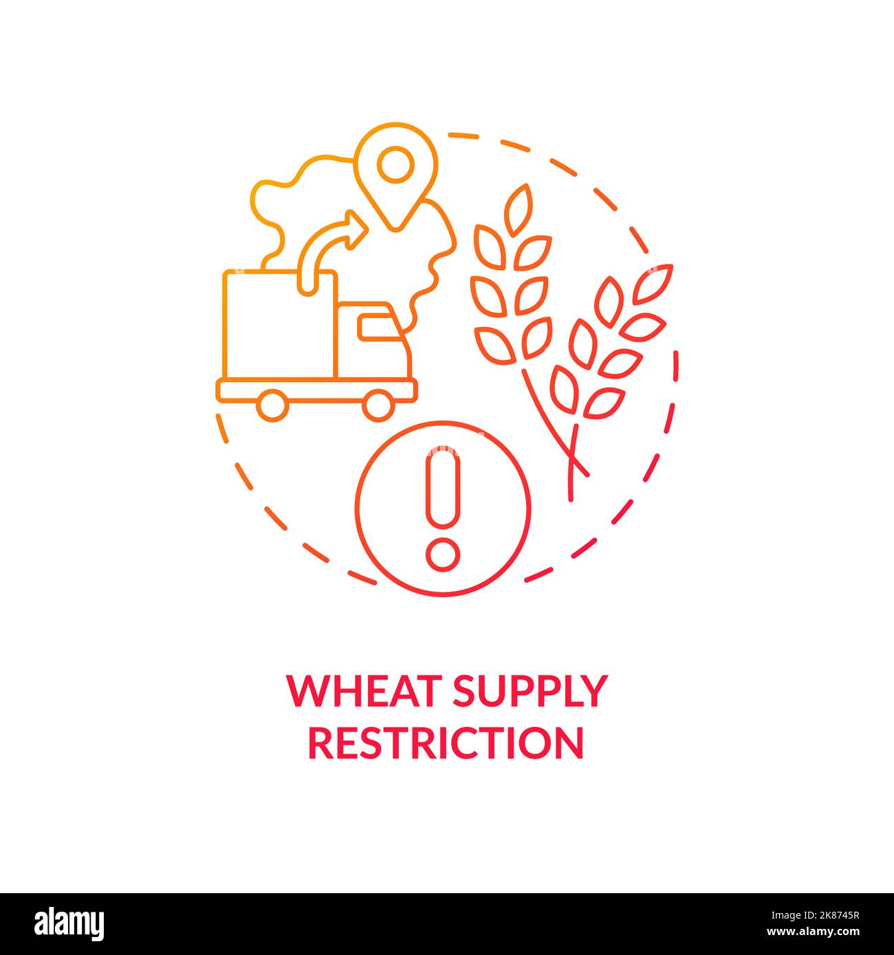 Wheat supply ban red gradient concept icon Stock Vector