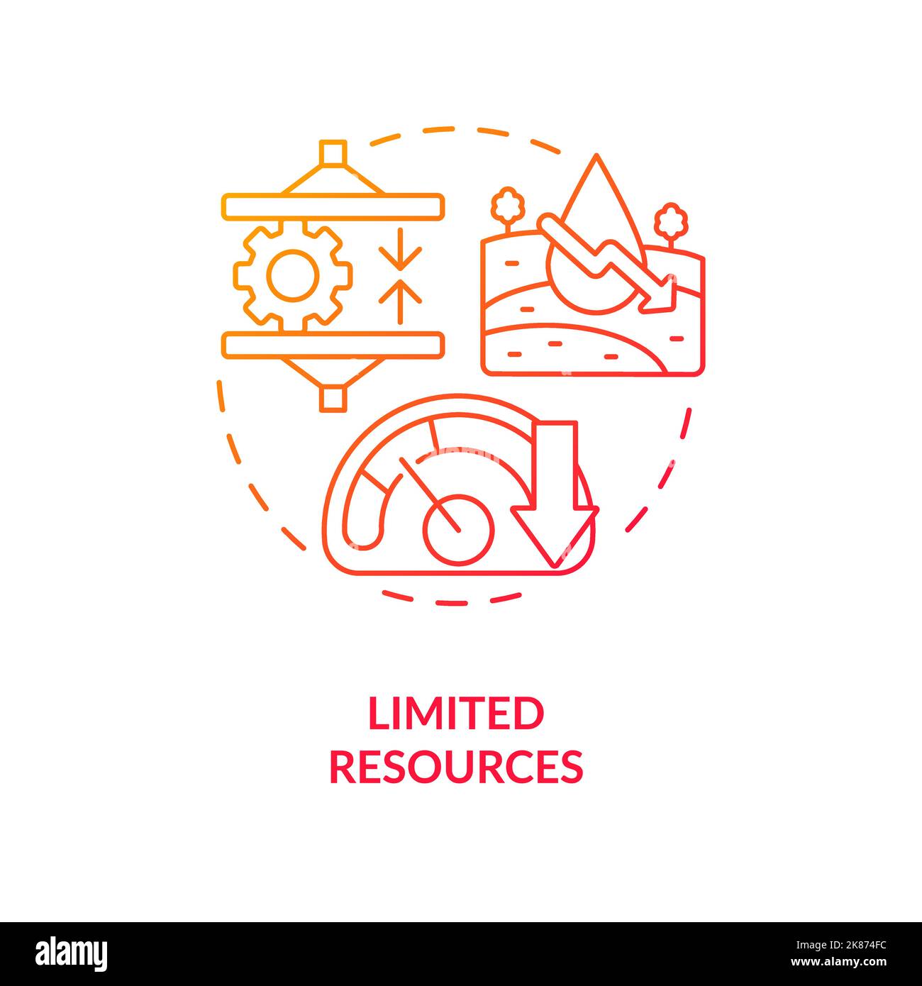 Shortage of agriculture resources red gradient concept icon Stock ...