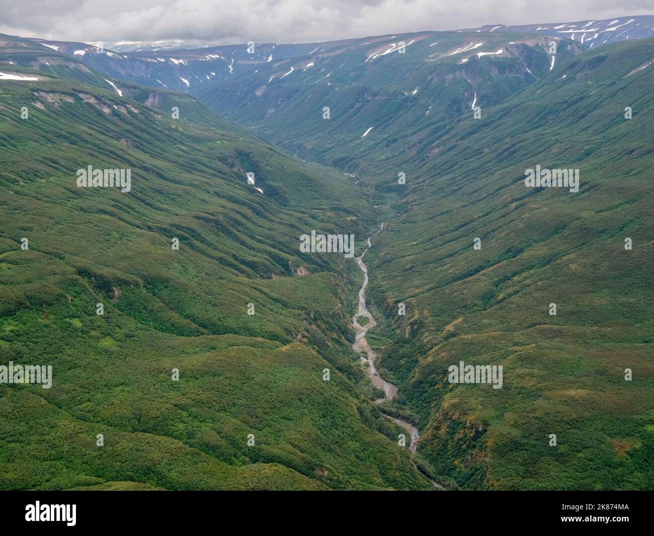 Aerial view of mountains and streams - Aerial View Of Mountains And Streams In Lake Clark National Park Alaska United States Of America North America 2K874MA 