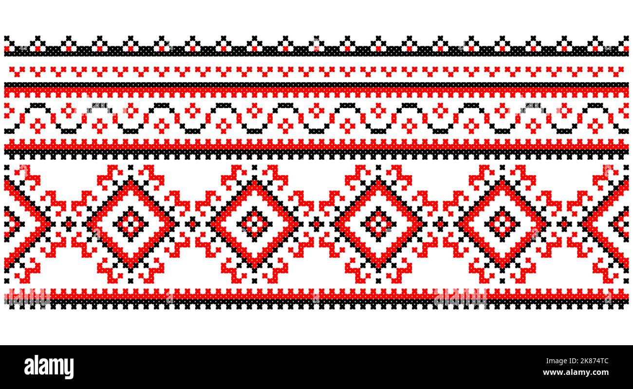 Embroidered good like old handmade cross-stitch ethnic Ukraine pattern ...
