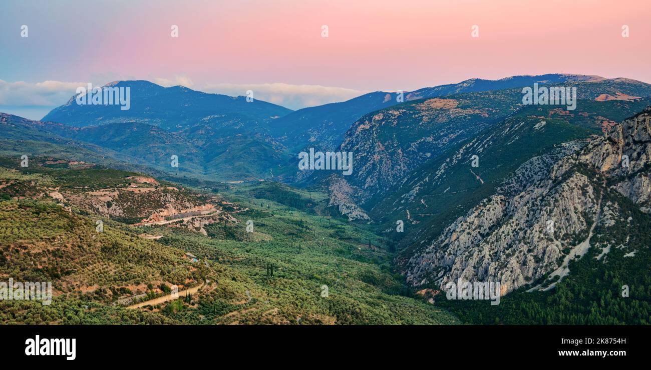 Landscape Of The Pleistos River Valley At Dusk Delphi Phocis Greece landscape-of-the-pleistos-river-valley-at-dusk-delphi-phocis-greece